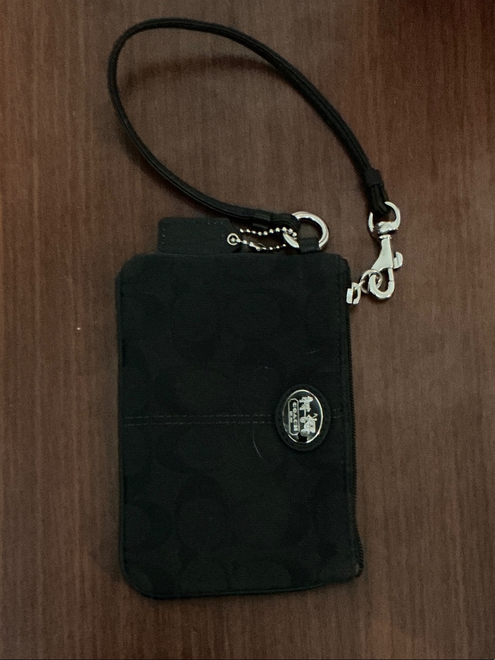 Coach Black Wristlet Phone Case with Signature Logo